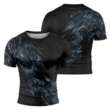 Rashninja Cyber Storm Silver Men's Short Sleeve Rash Guard