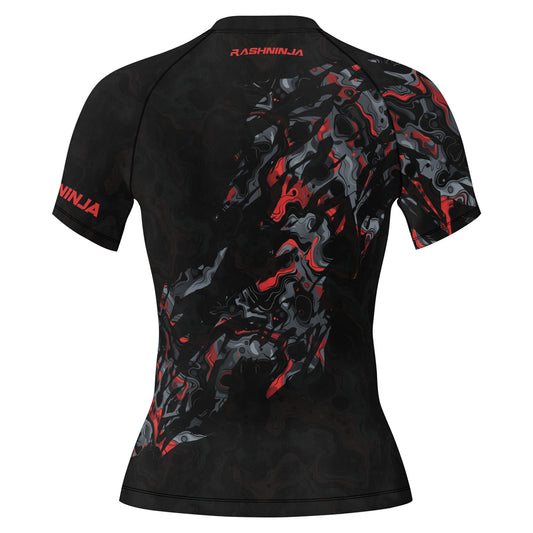 Rashninja Cyber Storm Red Women's Short Sleeve Rash Guard