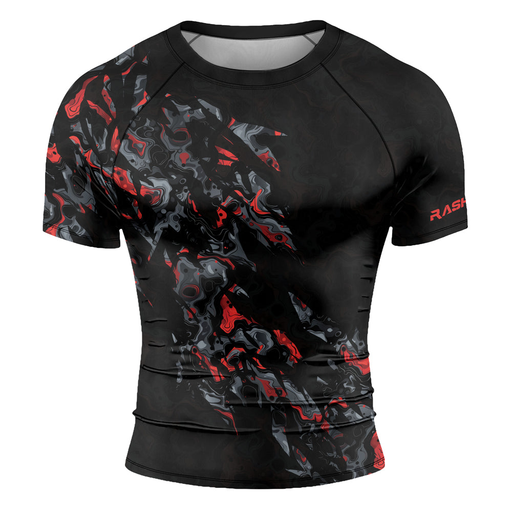Rashninja Cyber Storm Red Men's Short Sleeve Rash Guard