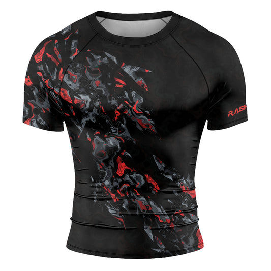 Rashninja Cyber Storm Red Men's Short Sleeve Rash Guard