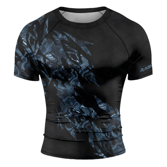 Rashninja Cyber Storm Silver Men's Short Sleeve Rash Guard