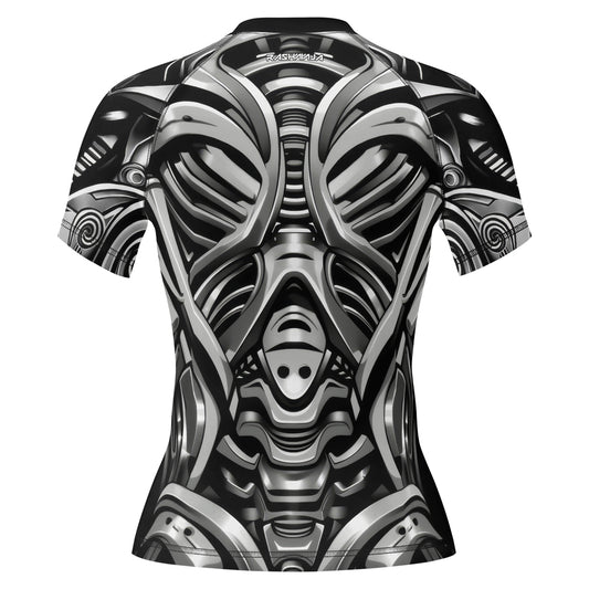 Rashninja Cyber Armor Monochrome Women's Short Sleeve Rash Guard