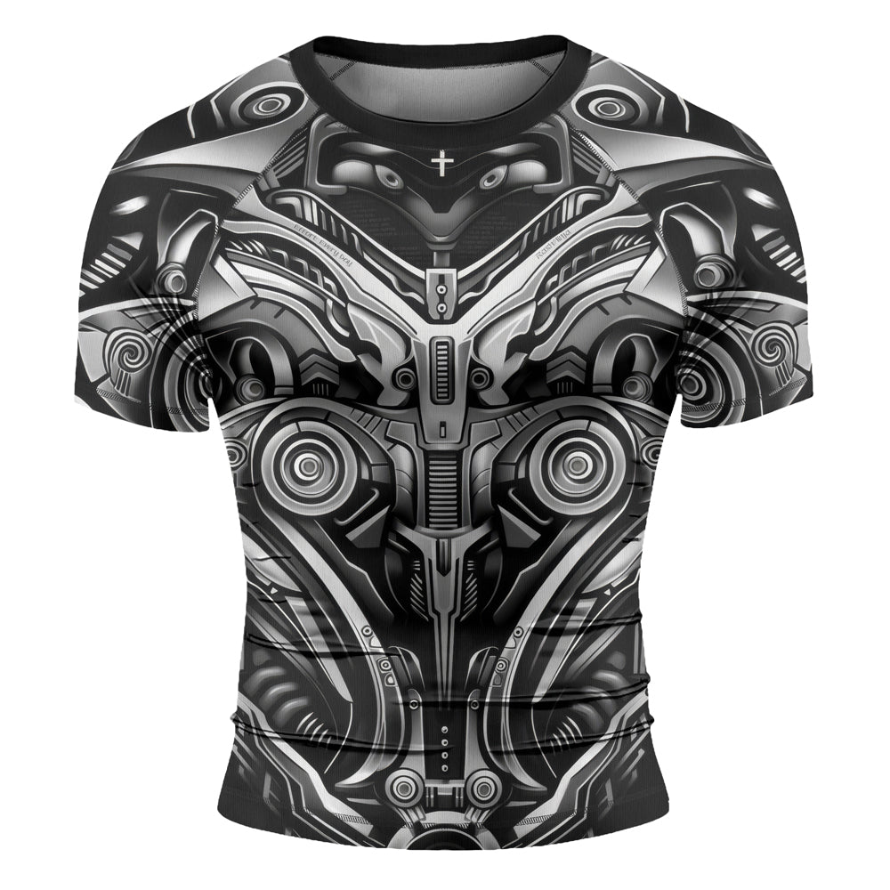 Rashninja Cyber Armor Monochrome Men's Short Sleeve Rash Guard

