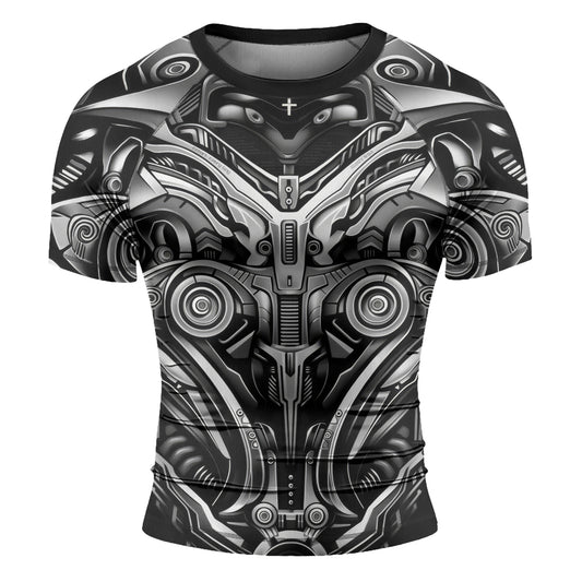 Rashninja Cyber Armor Monochrome Men's Short Sleeve Rash Guard

