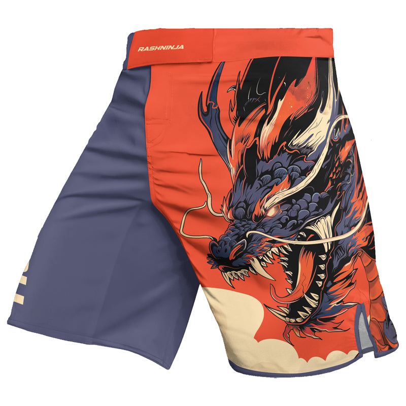 Rashninja Dragon Red Beige Men's Fight Shorts