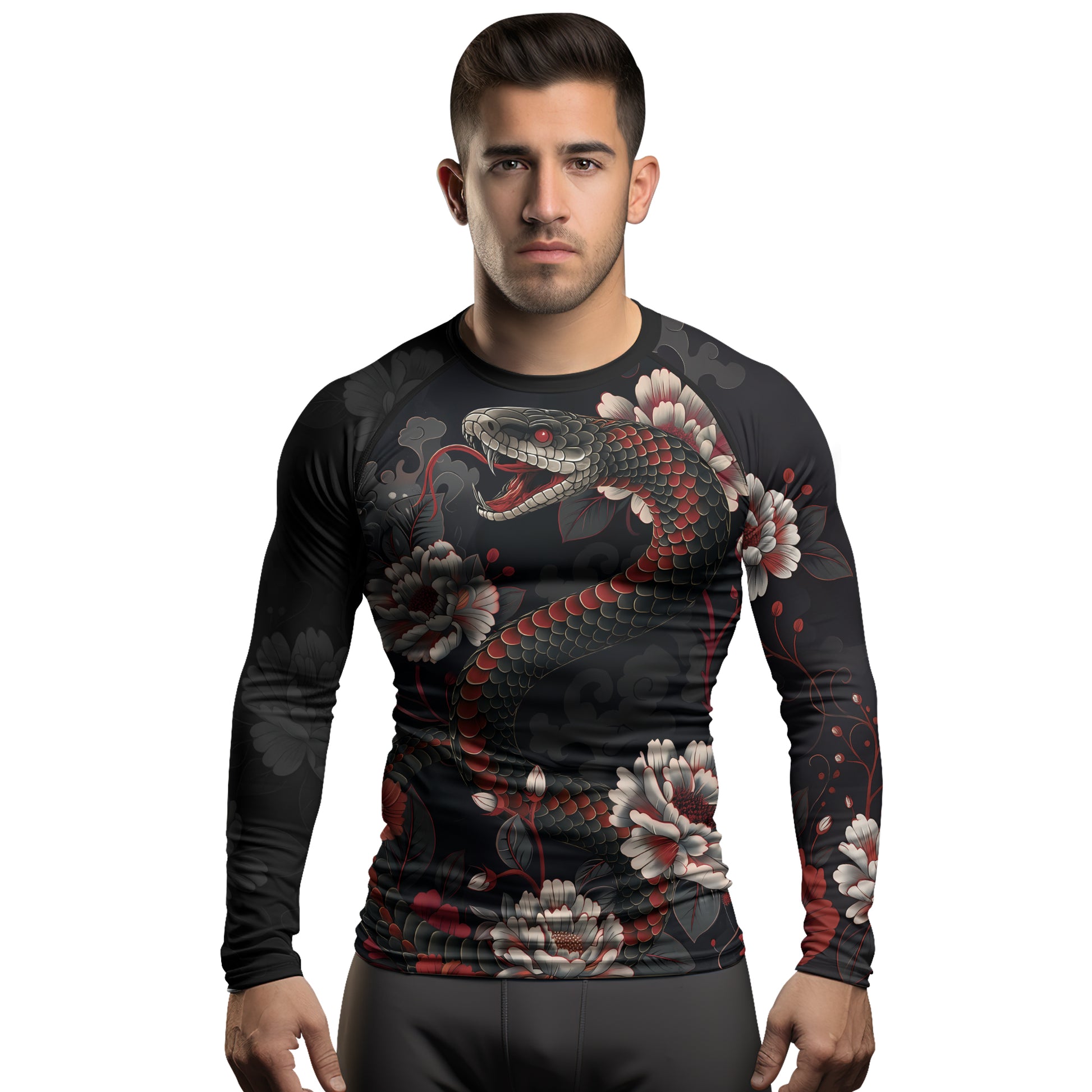 Rashninja Snake Blossom Strike Men's Long Sleeve Rash Guard