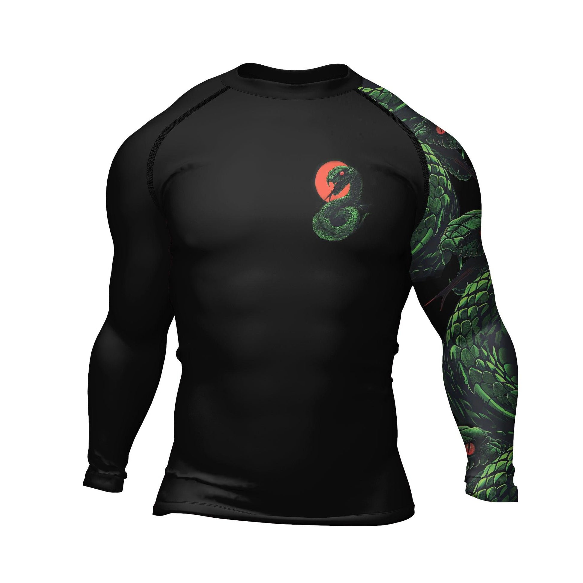 Rashninja Green Snake Men's Long Sleeve Rash Guard | Fightwear