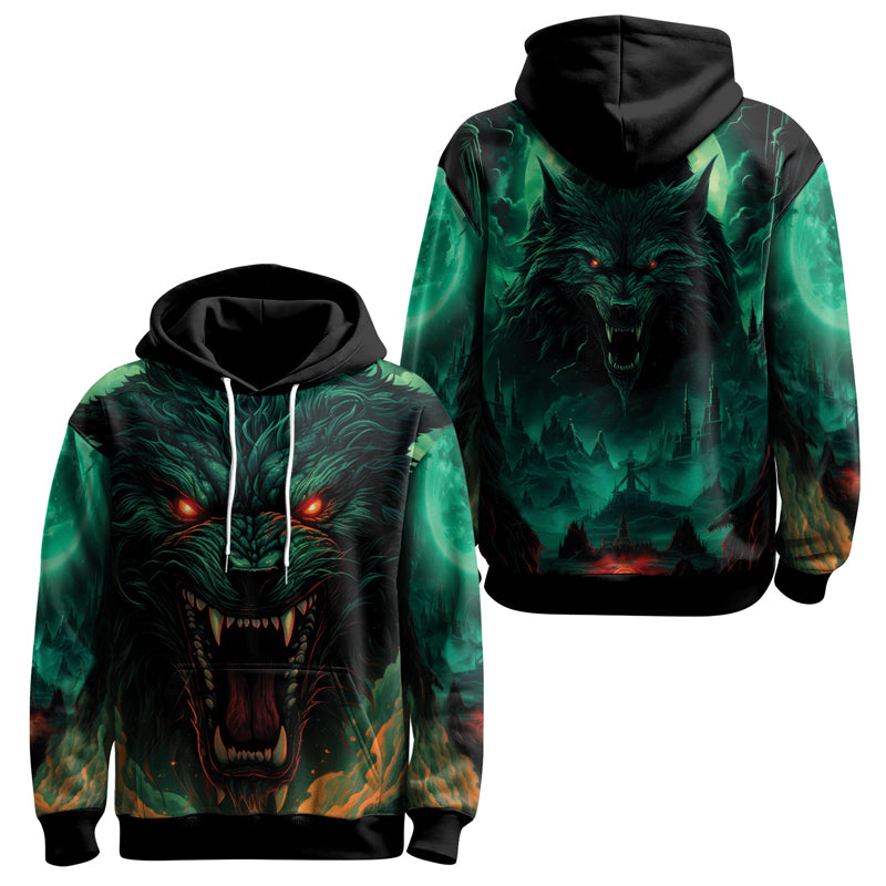 Rashninja Wild Snarling Wolf AOP Hoodie | Wolf Hoodies For Men