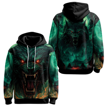 Rashninja Wild Snarling Wolf AOP Hoodie | Wolf Hoodies For Men