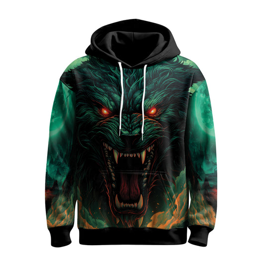 Rashninja Wild Snarling Wolf AOP Hoodie | Wolf Hoodies For Men