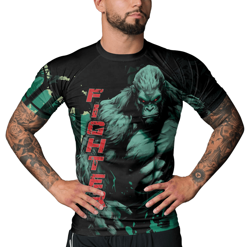 Rashninja Jungle Titan Gorilla Men's Short Sleeve Rash Guard - Rashninja LLC