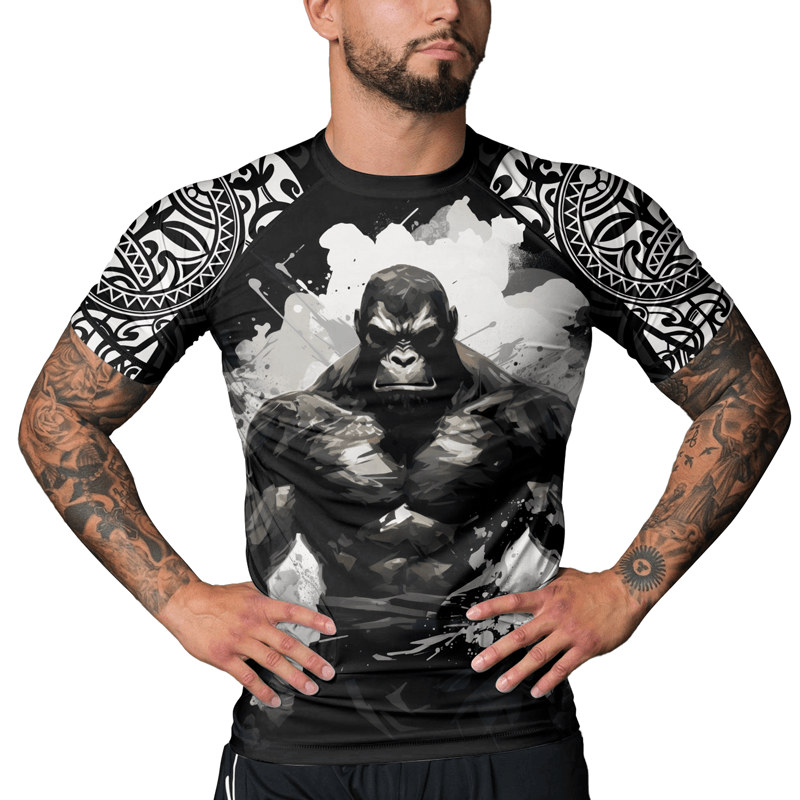 Rashninja Gorilla Jungle Monarch Men's Short Sleeve Rash Guard - Rashninja LLC