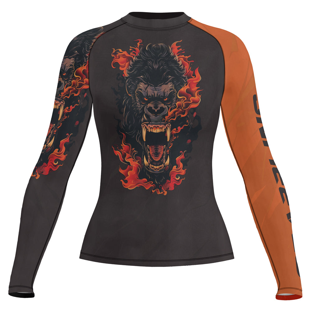 Rashninja Gorilla Flame Guardian Women's Long Sleeve Rash Guard