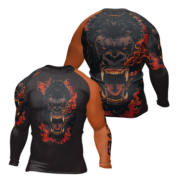 Rashninja Gorilla Flame Guardian Men's Long Sleeve Rash Guard