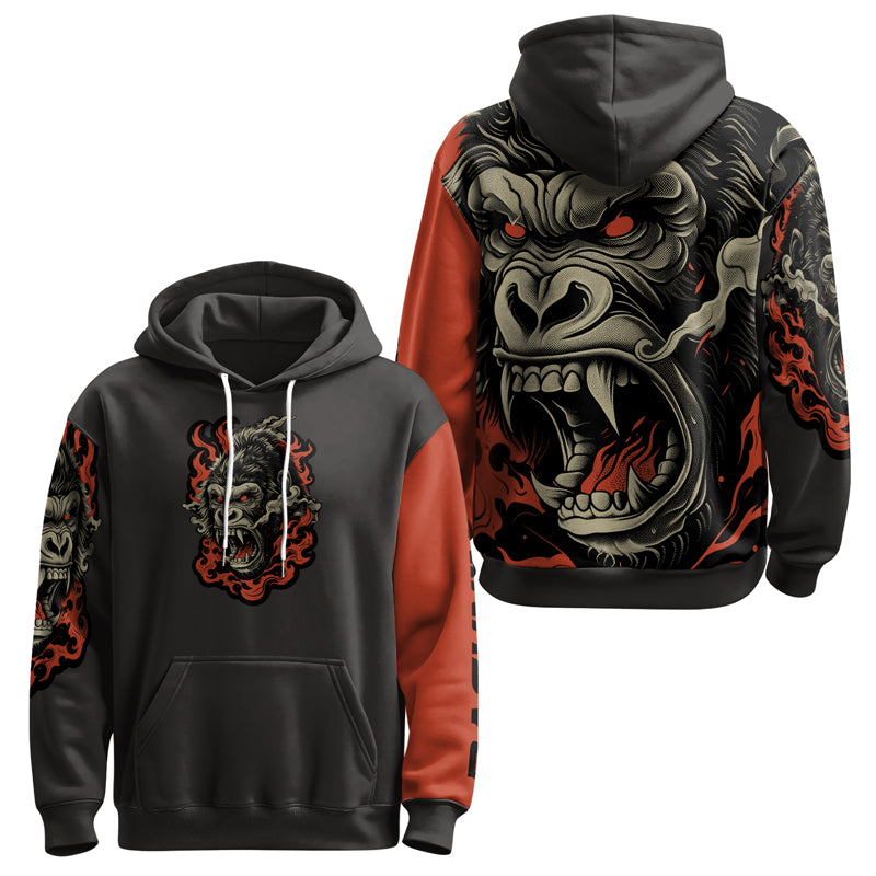 Rashninja Wild Majesty Gorilla AOP Hoodie | Gorilla Hooded Sweatshirt