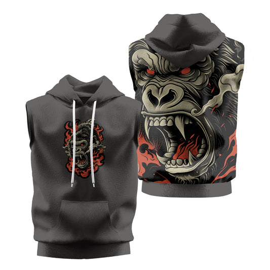 Rashninja Wild Majesty Gorilla Sleeveless Hoodie | Sleeveless Hoodie