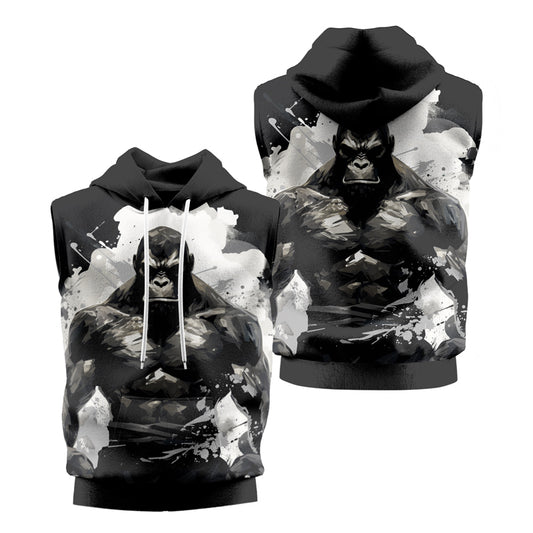 Rashninja Gorilla Jungle Monarch Men's Sleeveless Gym Hoodie