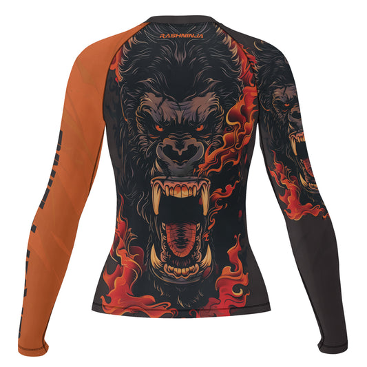 Rashninja Gorilla Flame Guardian Women's Long Sleeve Rash Guard