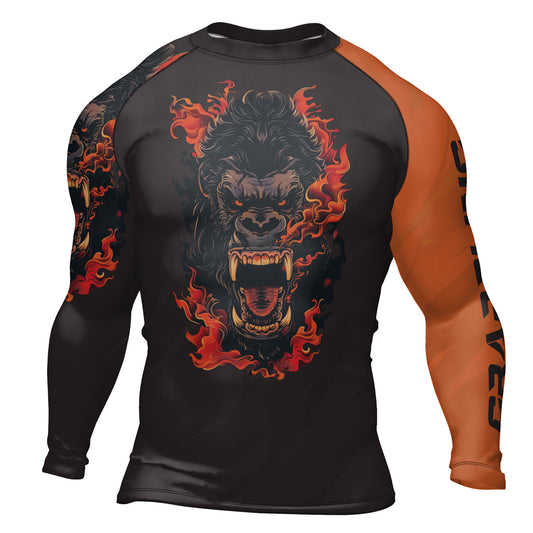 Rashninja Gorilla Flame Guardian Men's Long Sleeve Rash Guard