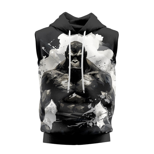 Rashninja Gorilla Jungle Monarch Men's Sleeveless Gym Hoodie