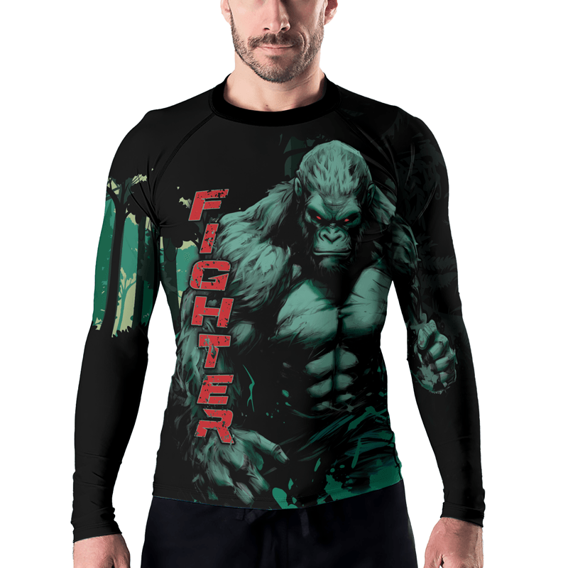Bison Rash Guard Rashninja Jungle Titan Gorilla Men's Long Sleeve Rash Guard