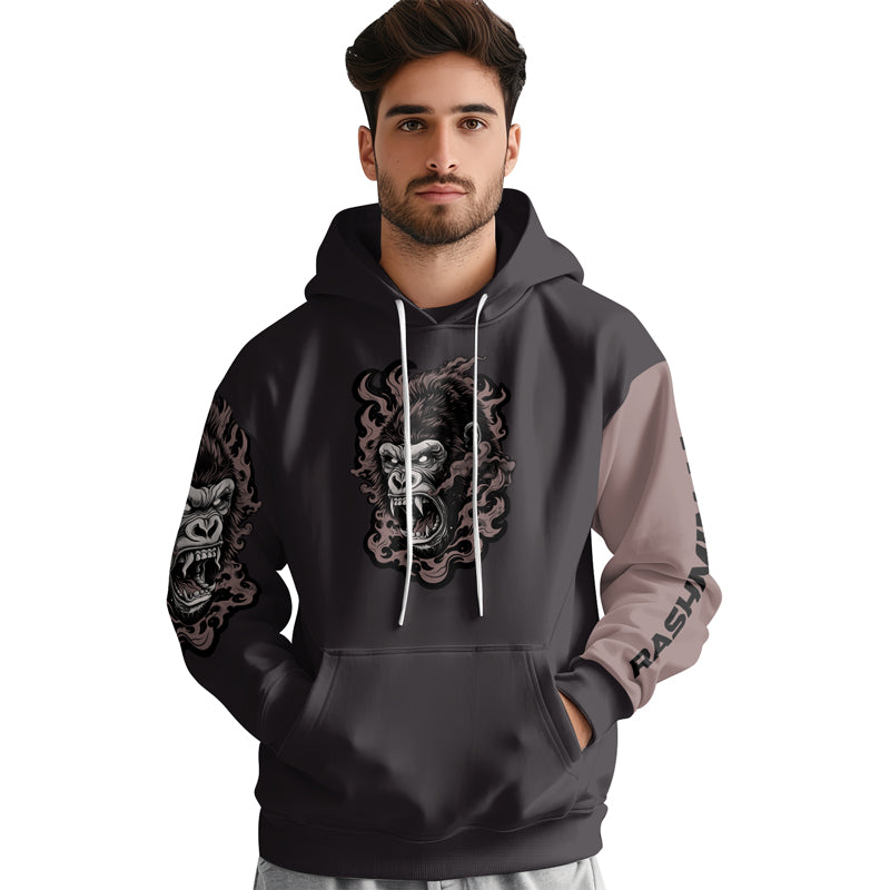 Rashninja Wild Majesty Gorilla AOP Hoodie | Gorilla Hooded Sweatshirt