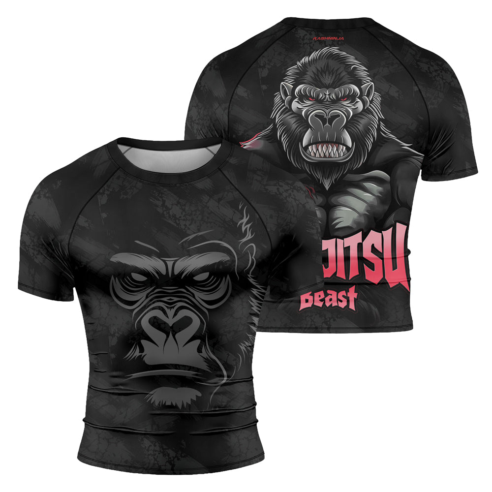 Rashninja Gorilla Jiu Jitsu Beast Men's  Short Sleeve Rash Guard