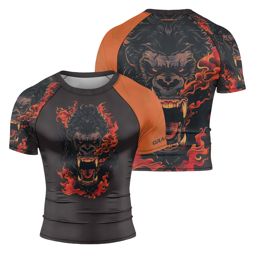 Rashninja Gorilla Flame Guardian Men's Short Sleeve Rash Guard