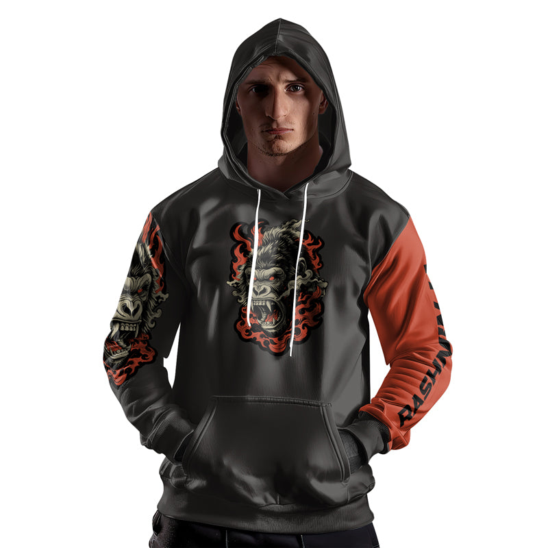 Rashninja Wild Majesty Gorilla AOP Hoodie | Gorilla Hooded Sweatshirt