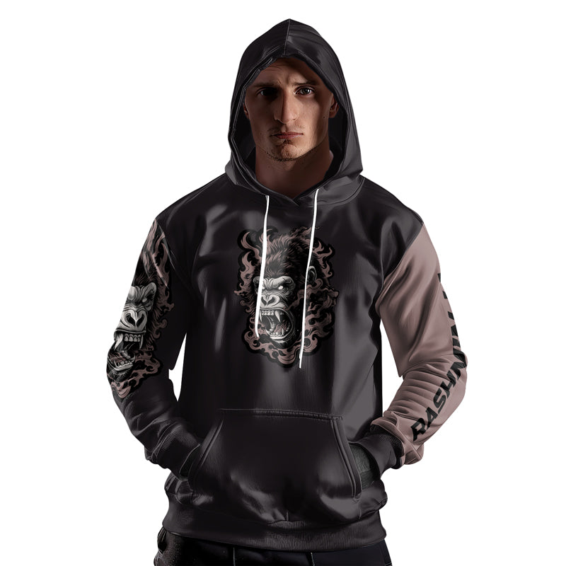 Rashninja Wild Majesty Gorilla AOP Hoodie | Gorilla Hooded Sweatshirt