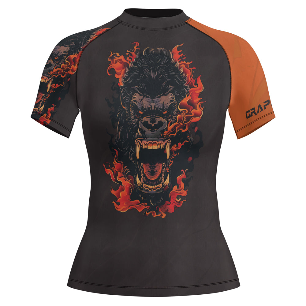 Rashninja Gorilla Flame Guardian Women's Short Sleeve Rash Guard
