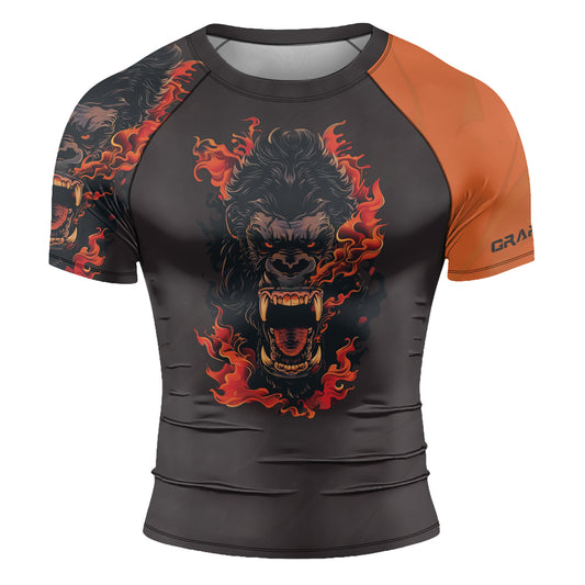 Rashninja Gorilla Flame Guardian Men's Short Sleeve Rash Guard