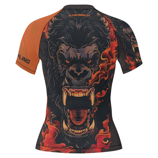 Rashninja Gorilla Flame Guardian Women's Short Sleeve Rash Guard