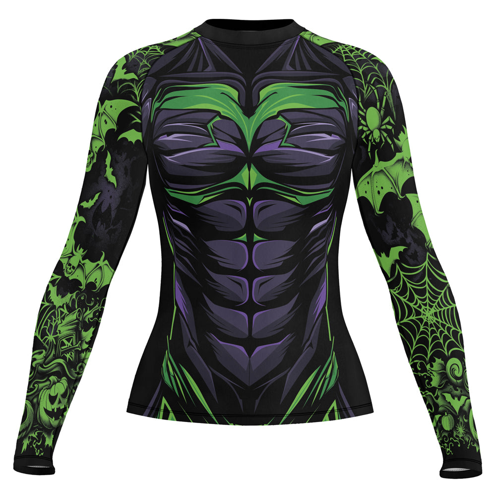 Rashninja Halloween Spider Bat Abyss Women's Long Sleeve Rash Guard