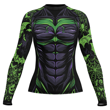 Rashninja Halloween Spider Bat Abyss Women's Long Sleeve Rash Guard