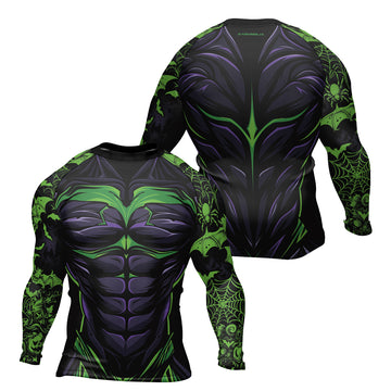 Rashninja Halloween Spider Bat Abyss Men's Long Sleeve Rash Guard