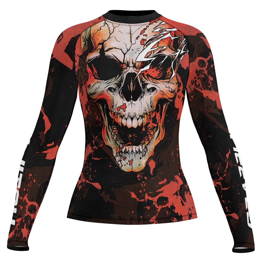 Rashninja Halloween Crimson Skull Women's Long Sleeve Rash Guard