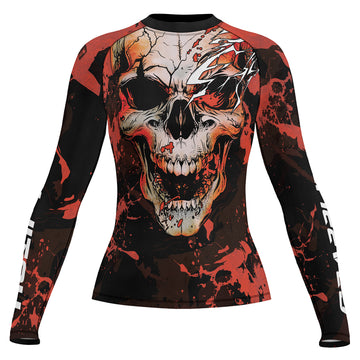 Rashninja Halloween Crimson Skull Women's Long Sleeve Rash Guard