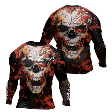 Rashninja Halloween Crimson Skull Men's  Long Sleeve Rash Guard