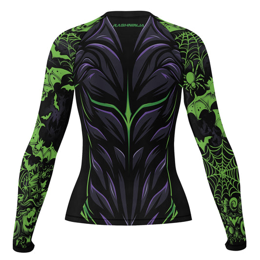 Rashninja Halloween Spider Bat Abyss Women's Long Sleeve Rash Guard