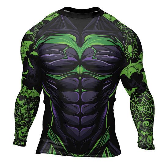 Rashninja Halloween Spider Bat Abyss Men's Long Sleeve Rash Guard