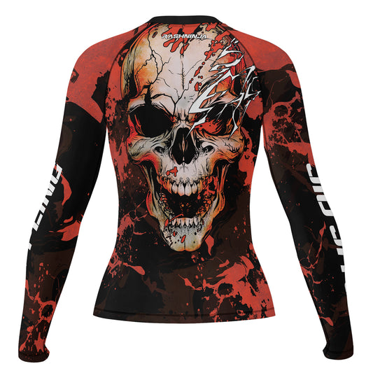 Rashninja Halloween Crimson Skull Women's Long Sleeve Rash Guard