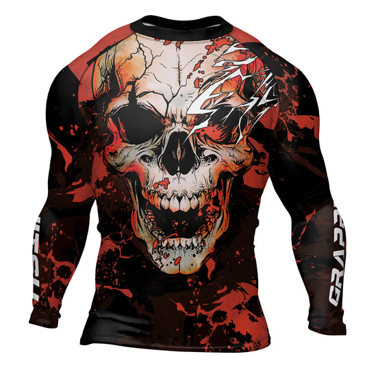 Rashninja Halloween Crimson Skull Men's  Long Sleeve Rash Guard
