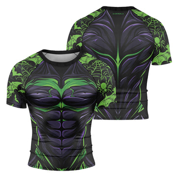 Rashninja Halloween Spider Bat Abyss Men's  Short Sleeve Rash Guard
