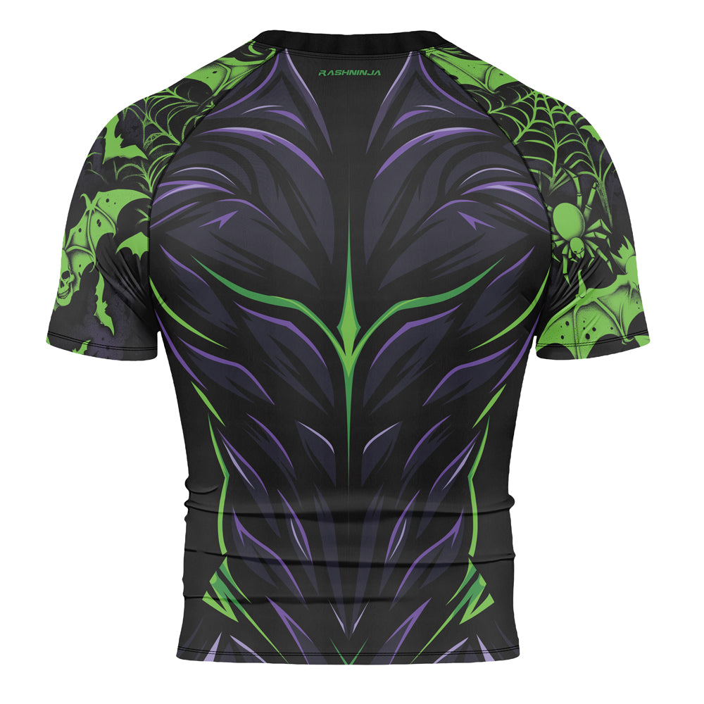 Spider Rash Guard Rashninja Halloween Spider Bat Abyss Men's Short Sleeve Rash Guard