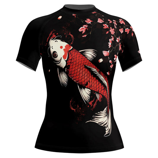 Rashninja Koi with Sakura Women's Short Sleeve Rash Guard