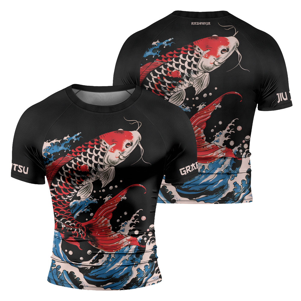 Rashninja Samurai Koi Spirit Men's Short Sleeve Rash Guard