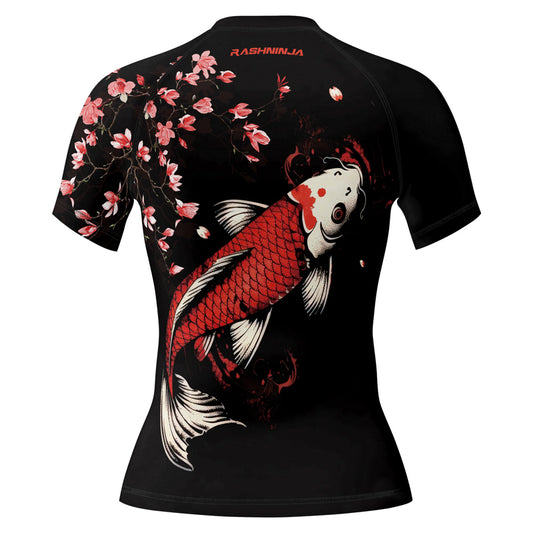 Rashninja Koi with Sakura Women's Short Sleeve Rash Guard