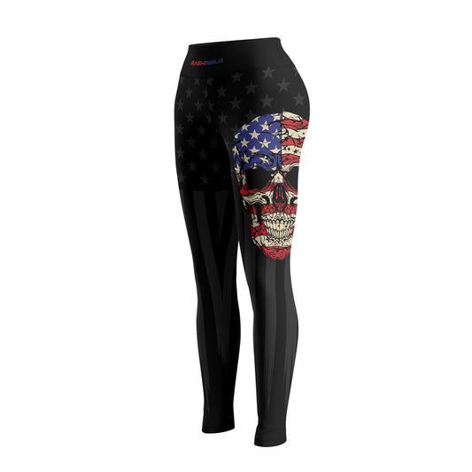Rashninja Patriotic Skull Stripes Women's Leggings