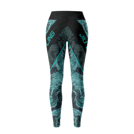 Rashninja Cyber Storm Turquoise Marble Women's Leggings